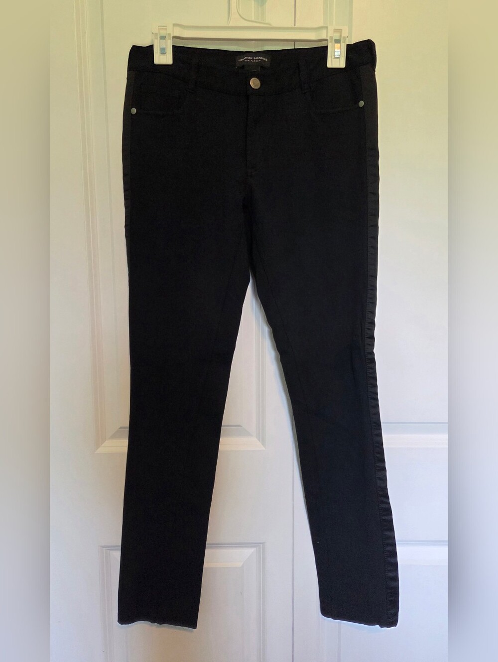 Jonathan Saunders Black Slim Side-Stripe Pants